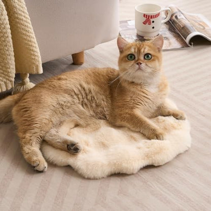 SHENGOCASE Round Faux Rabbit Fur Pet Bed Cushion, 16 inches, Cat Tree Tower Replacement Pad, 4-Pack (Beige)