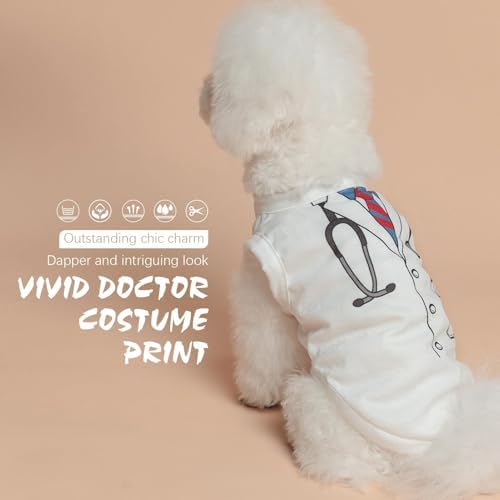 BINGPET Dog Doctor Costume, Soft Cotton Puppy T-Shirt, Halloween Outfit