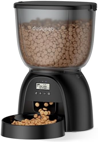 Automatic Cat Feeder, 5L/21 Cup Timed Cat Dry Food Dispenser, Automatic Pet Feeders Dual Power Supply, 6 Meal Programmable 1-20 Portion Cats Feeder, Auto Dog Feeders, Pet Food Dispenser for Cats,Puppy