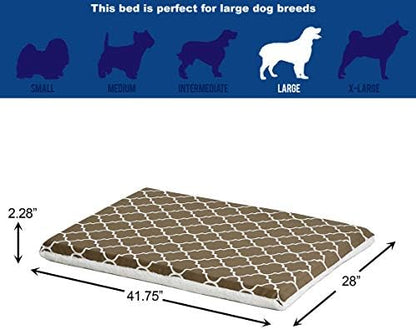 MidWest Homes for Pets Quiet Time Teflon Defender Dog Beds; Pet Beds Designed to Fit Folding Metal Dog Crates, Brown & White Geometric Pattern, 42-Inch