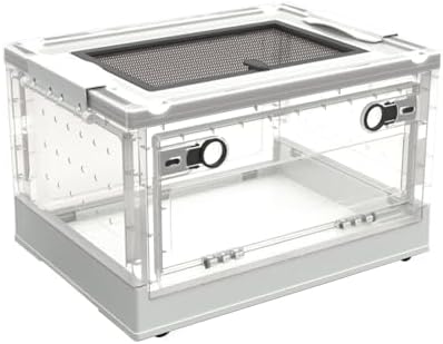 OMEM Large Portable Reptile Tank with 360 View, Mesh Top, Foldable Frame, Bottom Pulley, Ideal Habitat for Gecko, Frog, Spider, Lizard, Turtle, Scorpion (White)