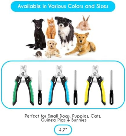 Candure Pet Nail Clippers Professional Nail Trimmer Suitable for Puppy, Cats, Rabbits and Guinea Pigs - Safety Lock/Protective Guard to Avoid Over Cutting (Blue, Small)