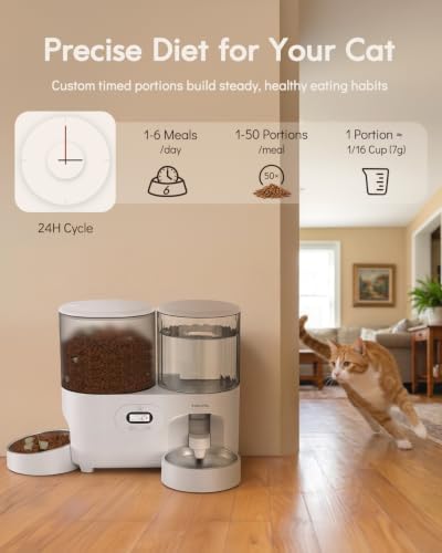 Yuposl Automatic Cat Feeder and Cat Water Dispenser, 10L Large Capacity
