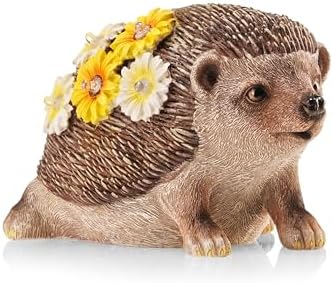 Muldale Solar Hedgehog Garden Decor with House Key Hiders Outside Decorative Compartment - Solar Animal Statue - Solar Powered Hedgehog Gifts - Humphrey The Hedgehog
