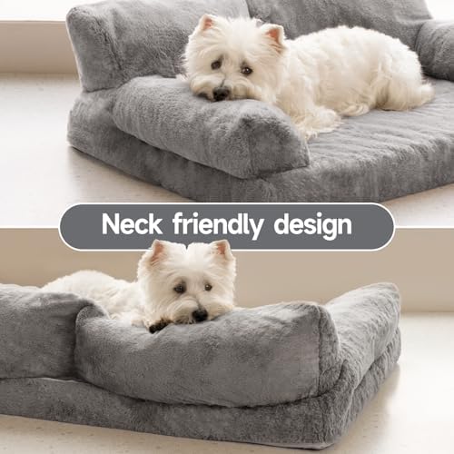 MEWOOFUN Orthopedic Dog Bed for Medium Dogs, Waterproof Dog Couch Dog Sofa, Supportive Foam Pet Bed with Removable Washable Cover and Nonskid Bottom (Grey, 35.4" L x 25.6" W x 11.8" Th)