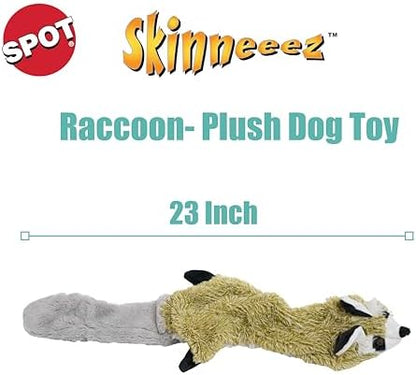 SPOT Skinneeez Raccoon 23 Inch Stuffing-Free Dog Toy – Soft Plush Tug Toy with Two Squeakers for Medium and Large Dogs – Mess-Free Interactive Chew Toy