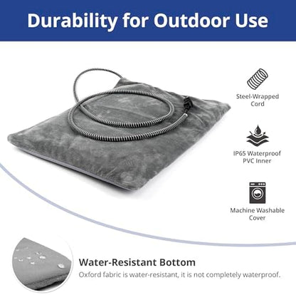 Outdoor Cat Heating Pad, 27.5" x 15.7", 50W, Grey
