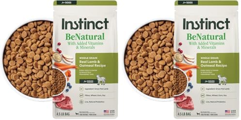 Instinct BeNatural, Natural Dry Dog Food, Raw Coated Kibble, Whole Grain - Real Lamb & Oatmeal, 4.5 lb. Bag (Pack of 2)