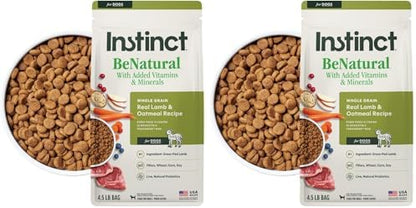 Instinct BeNatural, Natural Dry Dog Food, Raw Coated Kibble, Whole Grain - Real Lamb & Oatmeal, 4.5 lb. Bag (Pack of 2)