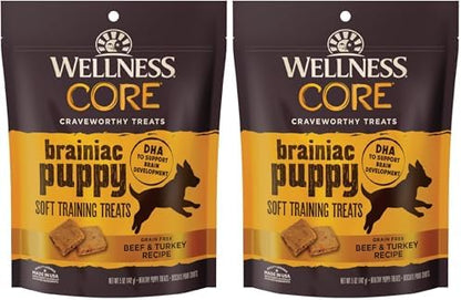 Wellness CORE Brainiac Soft Puppy Training Treats, Natural, Grain Free, Beef and Turkey Recipe, 6 Ounce Bag (Pack of 2)