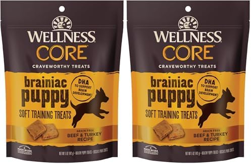 Wellness CORE Brainiac Soft Puppy Training Treats, Natural, Grain Free, Beef and Turkey Recipe, 6 Ounce Bag (Pack of 2)
