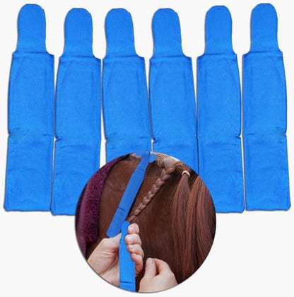 Horse Mane Bags for Horses, Set of 6 Handmade Lycra Mane Bags, Helps Reduce Tangles, Breakage & Rubbing, Washable Braided Mane Covers for Longer, Healthier Manes, Ranch Hand (Light Blue)