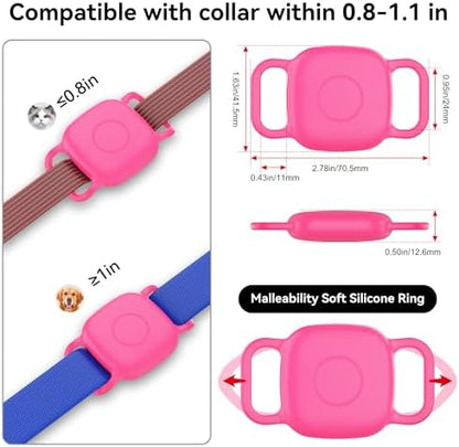 DDJ Waterproof Dog Collar Holder for Life360 Tile Mate Tracker, 2-Pack Durable Silicone Cover, Anti Lost for Life 360 Tile Tracker Case for Cat &Pet Collars, Easy Installation, Lightweight, Pink Punch