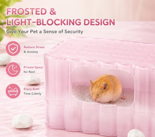 Hamster Sand Bath Container, Small Animal Dust Bath House with Scoop,Yellow