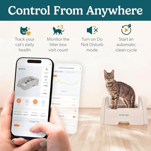 PetCove PurrTek Light Open Top Automatic Litter Box Self Cleaning 5GHz WiFi