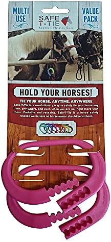 Injuries Preventing Horse Tether Tie - Portable, Versatile & Reusable Breakaway Horse Tie, Quick Release Under Heavy Pressure w/ 5 Loop Settings, Multi-Purpose Horse Clip (2 pcs Pink)