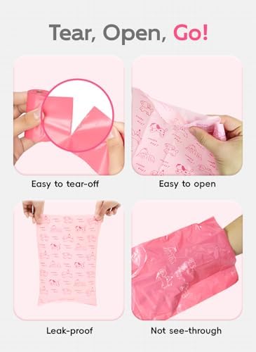 Dog Poop Bags, 128 Count, Baby Powder Scented, Pink