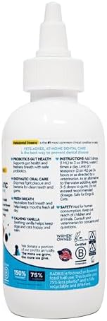 RADIUS OralPro+ Pet Probiotic Enzymatic Water Additive - Dog and Cat Dental Care Solution - Plaque & Tartar Defense Meal Supplement - Fresh Breath & Gut Health - Calming Vanilla, 4 Oz (Pack of1)