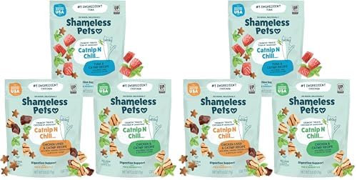 Shameless Pets Crunchy Cat Treats - Kitty Treats for Cats with Digestive Support,Natural Ingredients for Kittens,Healthy Flavored Feline Snacks - Variety Pack,(Pack of 6)