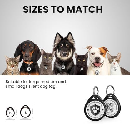QR Code Cat Tags Personalized Small, Real-time Alerts, Black