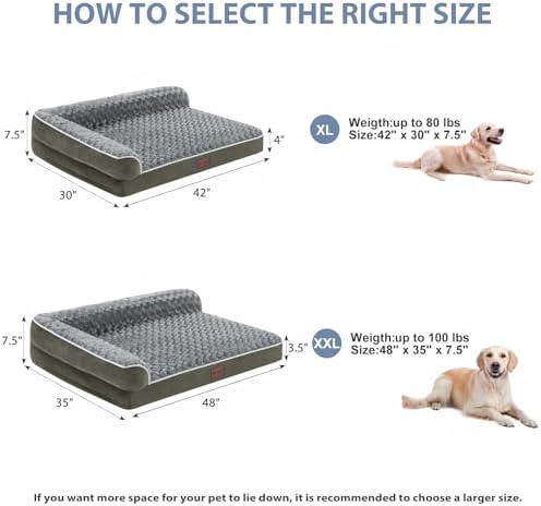 BFPETHOME Orthopedic Washable Dog Bed, Sleeping Couch for Large Senior Dogs