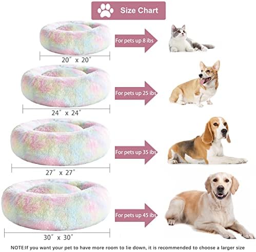 WNPETHOME Small Round Calming Dog Bed Cat Bed for Comfy Sleep