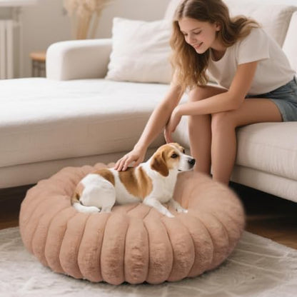 Donut Dog Beds Large Sized Dog Washable Plush Pet Bed,36in Brown