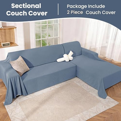 L Shaped Sectional Couch Cover 2 Piece, XXX-Large, Blue