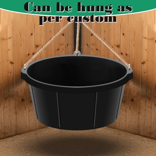 Maxdot 3 Pcs Corner Feed Pan Rubber Tub with Hanging Hooks 6.5 Gallon/26 Quart 90° Fit Coop Horse Feeder Trough 8.3 x 17.7 in Feed Pan for Poultry Goats Horses Dog Animal Livestock Feeding