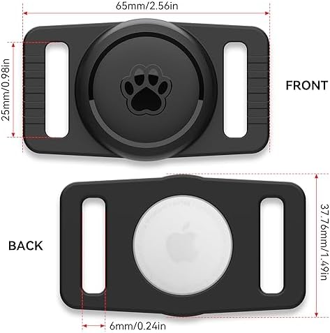 GOCII for Airtag Dog Collar Holder 2 Pack,Waterproof Dog Collar Holder for Apple AirTag(Gen 1 & 2),Silicone Air Tags Case for Dog Collars(Black)