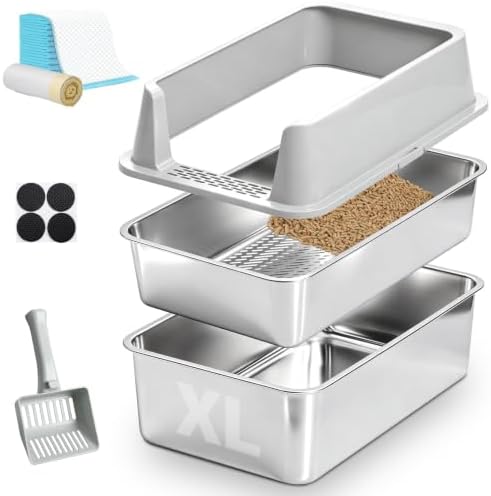 Stainless Steel Litter Box Sifting, XL Metal Litter Boxes