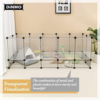 DINMO 28 Panels Bunny Playpen, Iron Net Bottom, 61.4" L x 25.4" W x 22.3" H