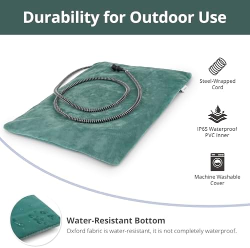 Outdoor Cat Heating Pad, 19.7" x 15.7", 40W, Green