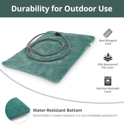Outdoor Cat Heating Pad, 19.7" x 15.7", 40W, Green