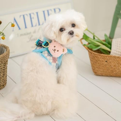 Pinkaholic New York Annika Vest Dog Harness Step-in Warm Winter Argyle Pattern for Small Dog, Aqua, Large