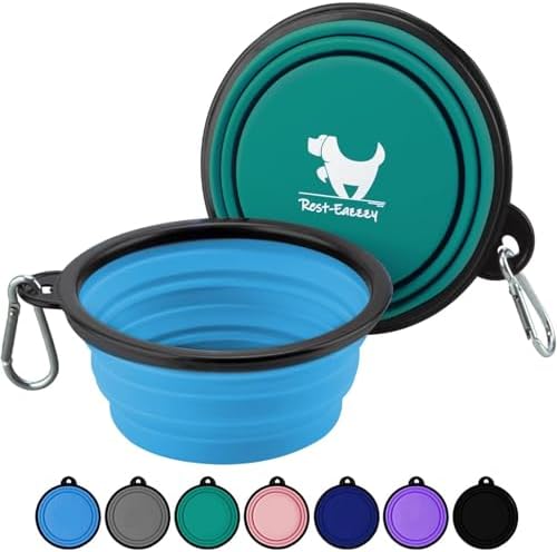 Rest-Eazzzy Collapsible Dog Bowls, 2 Pack Sturdy Portable Dog Water Bowls