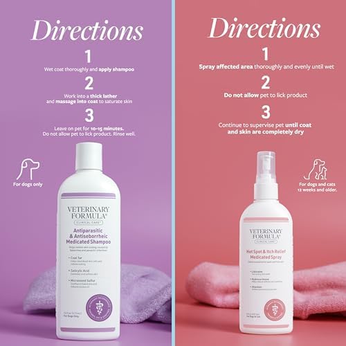 Veterinary Formula Clinical Care Antiparasitic & Antiseborrheic Medicated Dog Shampoo & Clinical Care Hot Spot & Itch Relief Medicated Spray, 8oz