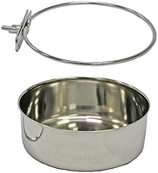 Pet Dog Stainless Steel Coop Cups with Clamp Holder - Detached Dog Cat Cage Kennel Hanging Bowl,Metal Food Water Feeder for Small Animal Ferret Rabbit (XL)