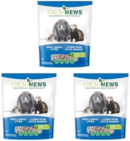 Fresh News Recycled Paper Small Animal Litter Bedding, 10 Liters, Packaging May Vary (Pack of 3)