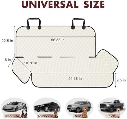 Waterproof Dog Backseat Cover for Cars, Non-Slip Pet Seat Protector, Beige