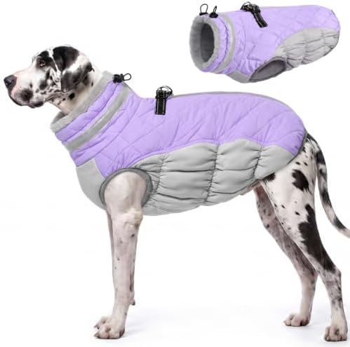 AOFITEE Dog Coat for Extra Large Dogs Warm Dog Winter Jacket with Harness