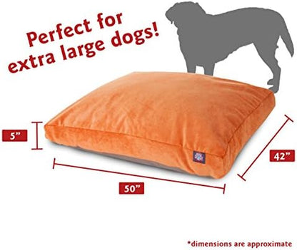 Majestic Pet Rectangular Dog Bed, X-Large, 50x42x5 in, Washable, Orange
