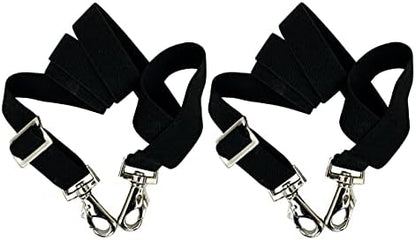 Majestic Ally Pack of 2 Adjustable Length Horse Blanket Sheet Replacement Elastic Leg Strap with Double Swivel Snaps (Black)