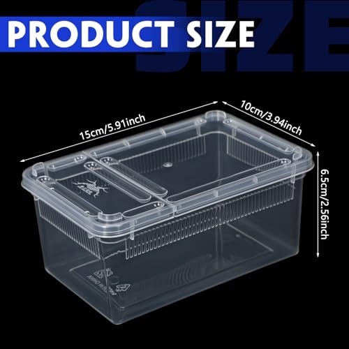 Irenare 8 Pcs Reptile Breeding Box Plastic Spider Terrarium Tarantula Feeding Box for Bearded Dragon Lizard Spider Gecko Scorpion(Vent Strips,Clear,5.9 x 3.9 x 2.5 Inch)