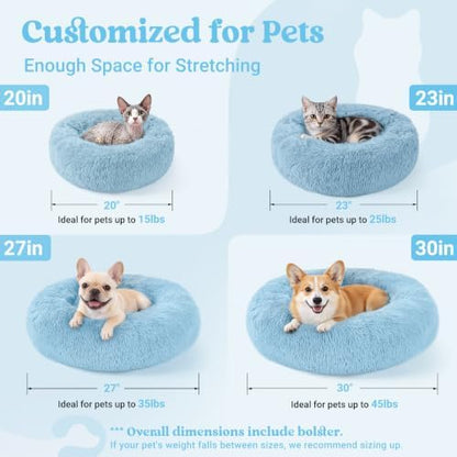 rabbitgoo Calming Cat Beds for Indoor Cats, 20 inches, Light Blue