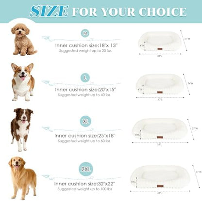 Orthopedic Dog Bed, Calming Bolster Dog Couch for Small Medium Dogs