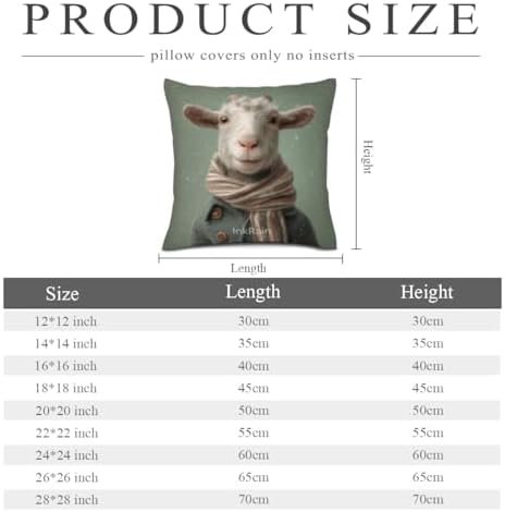 InkRain Winter Animal Cute Goat Pillow Cover 16x16 Inch Set of 2 Home Decor Decorative Cotton Linen Illustration Pillowcases for Living Room House Sofa
