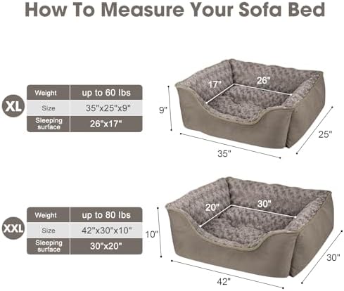 JOEJOY Rectangle Dog Bed for Large Medium Small Dogs - Washable Orthopedic Sofa Bed, Soft Breathable Puppy & Pet Cuddler, Durable Calming Dog Bed with Anti-Slip Bottom, Multiple Sizes, Dark Brown
