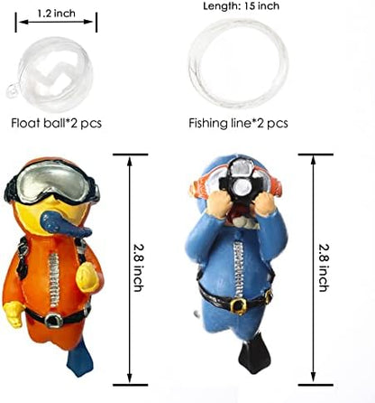 2-Pack Floating Fish Tank Decorations Little Diver Aquarium Decoration Aquarium Accessories Fish Playmate for Fish Tank Suitable for All Kinds of Fish Tanks Swimming Pool