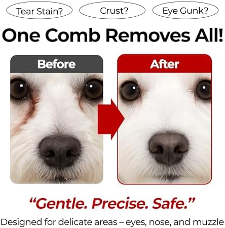 JAYU PET Facial Grooming Comb - Dog Eye Combs, Stress-free Tear Stain Remover for Dogs & Cats, Pet Facial Brush, Cat Grooming Kit, Stainless Steel Deshedding Comb (2ea)